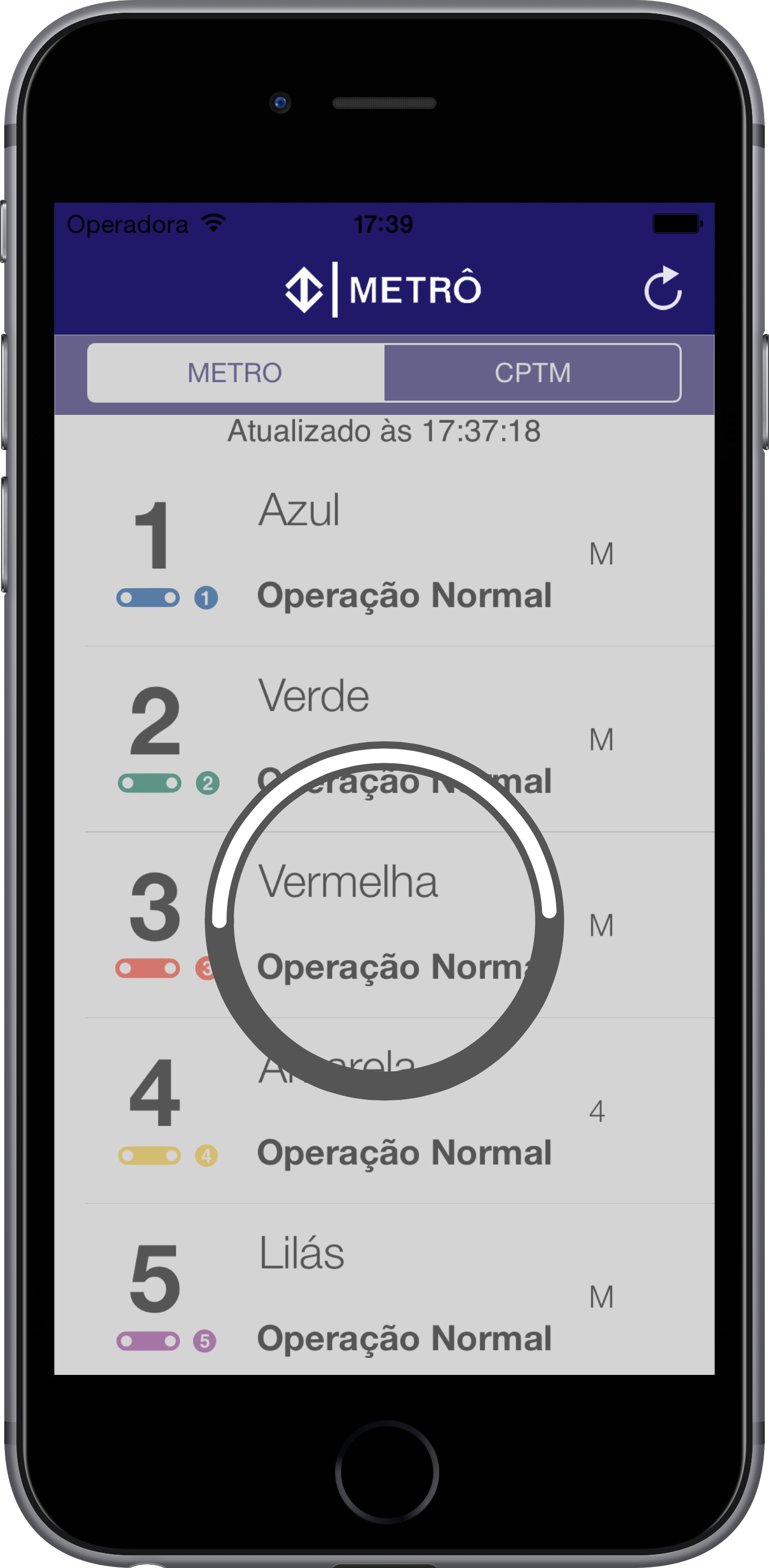 SampaTrilhos running on an iPhone, App Store screenshot 2
