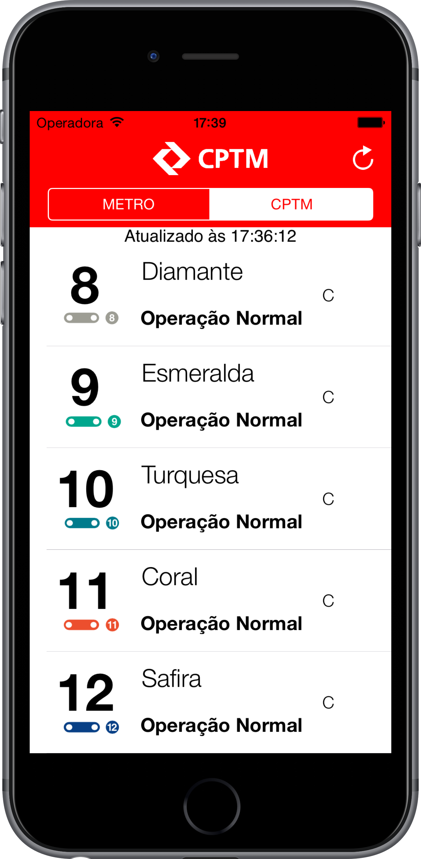 SampaTrilhos running on an iPhone, App Store screenshot 4