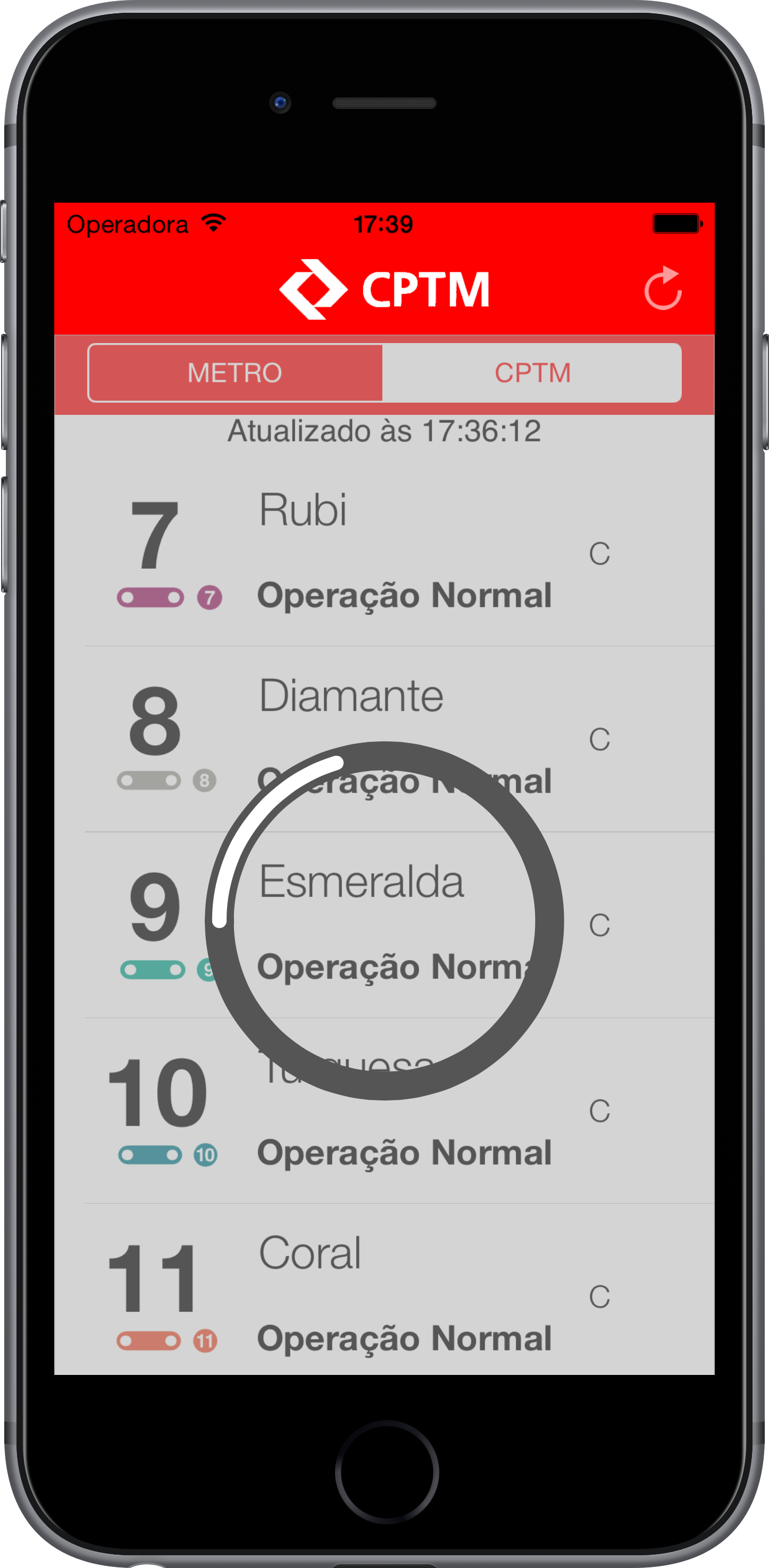 SampaTrilhos running on an iPhone, App Store screenshot 5