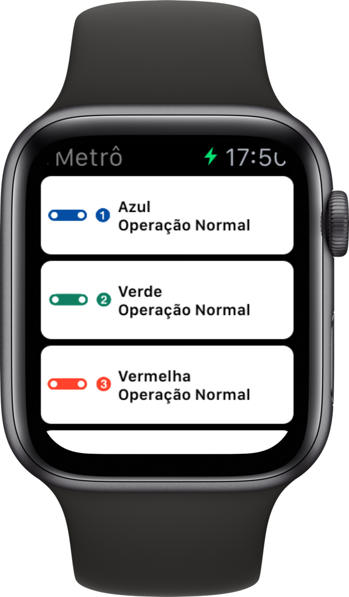 SampaTrilhos running on an Apple Watch, App Store screenshot 2
