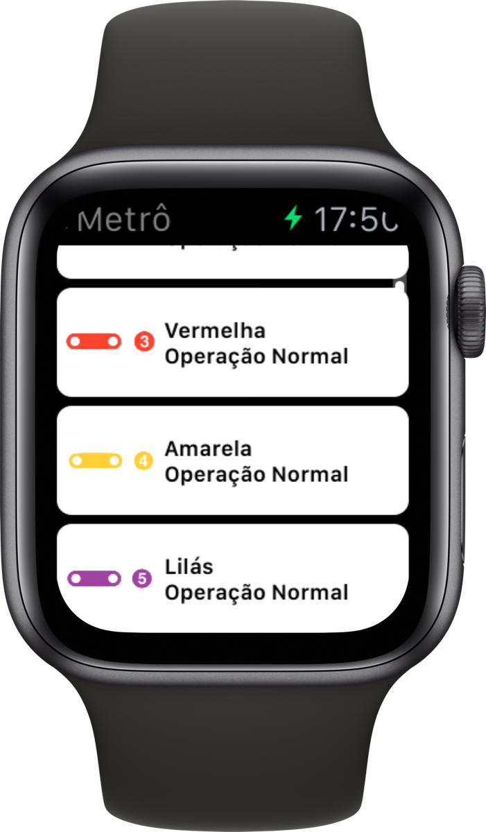 SampaTrilhos running on an Apple Watch, App Store screenshot 3