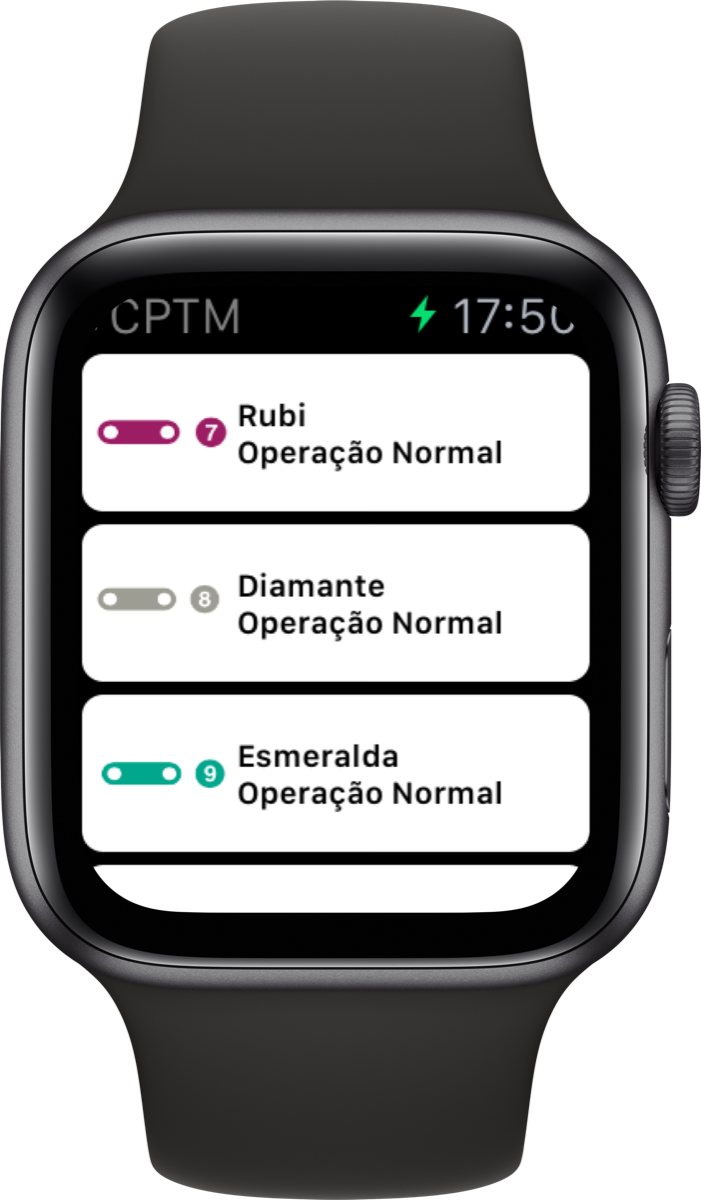 SampaTrilhos running on an Apple Watch, App Store screenshot 4
