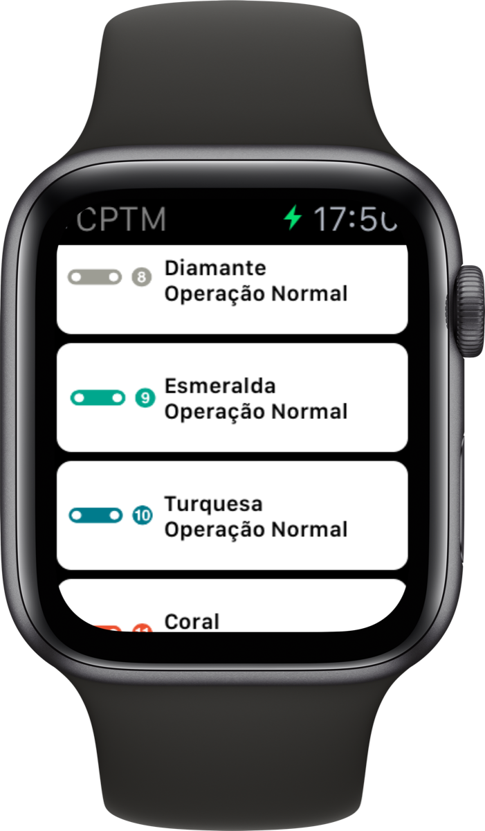 SampaTrilhos running on an Apple Watch, App Store screenshot 5